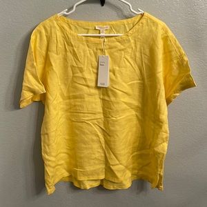 Eileen Fisher yellow linen loose top
